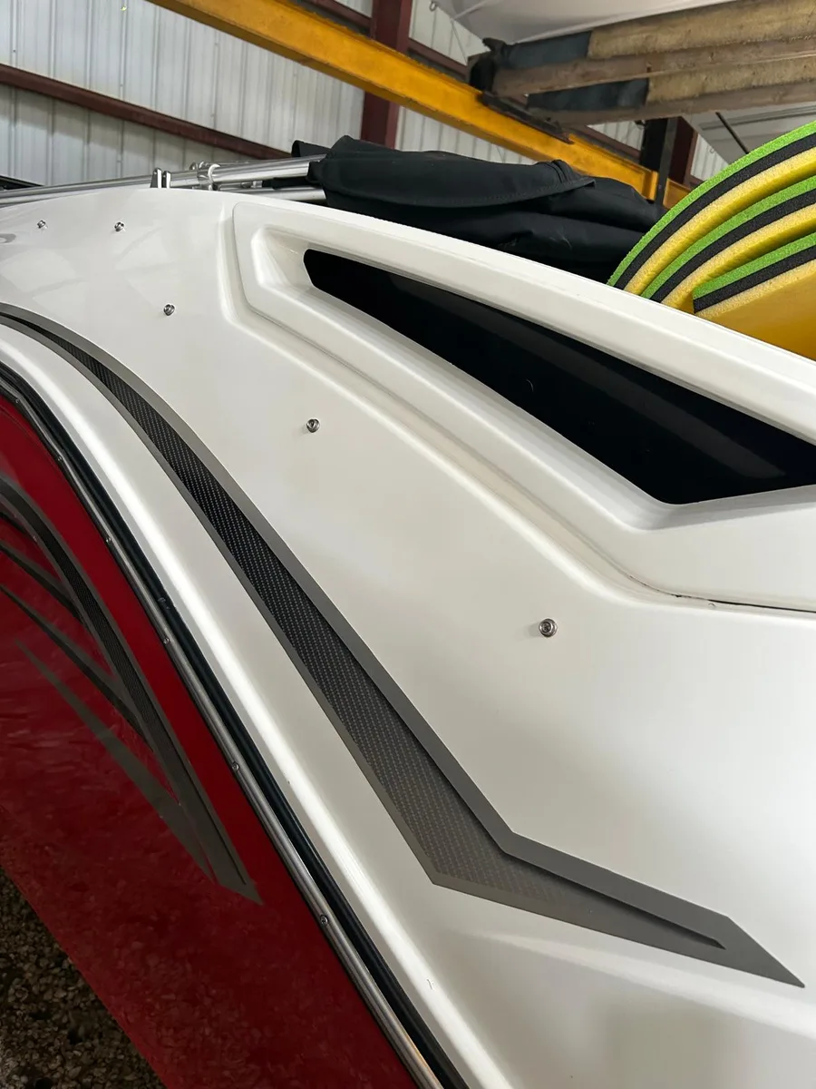 Boat gel coat oxidation before restoration — Bayliner 22ft hull, Panama City FL