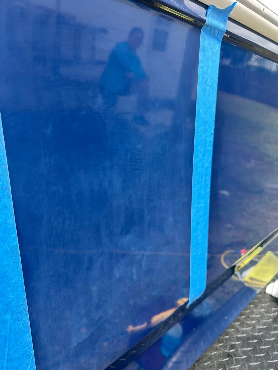 Robalo Cayman 226 heavy compound paint correction, Pretty Bayou